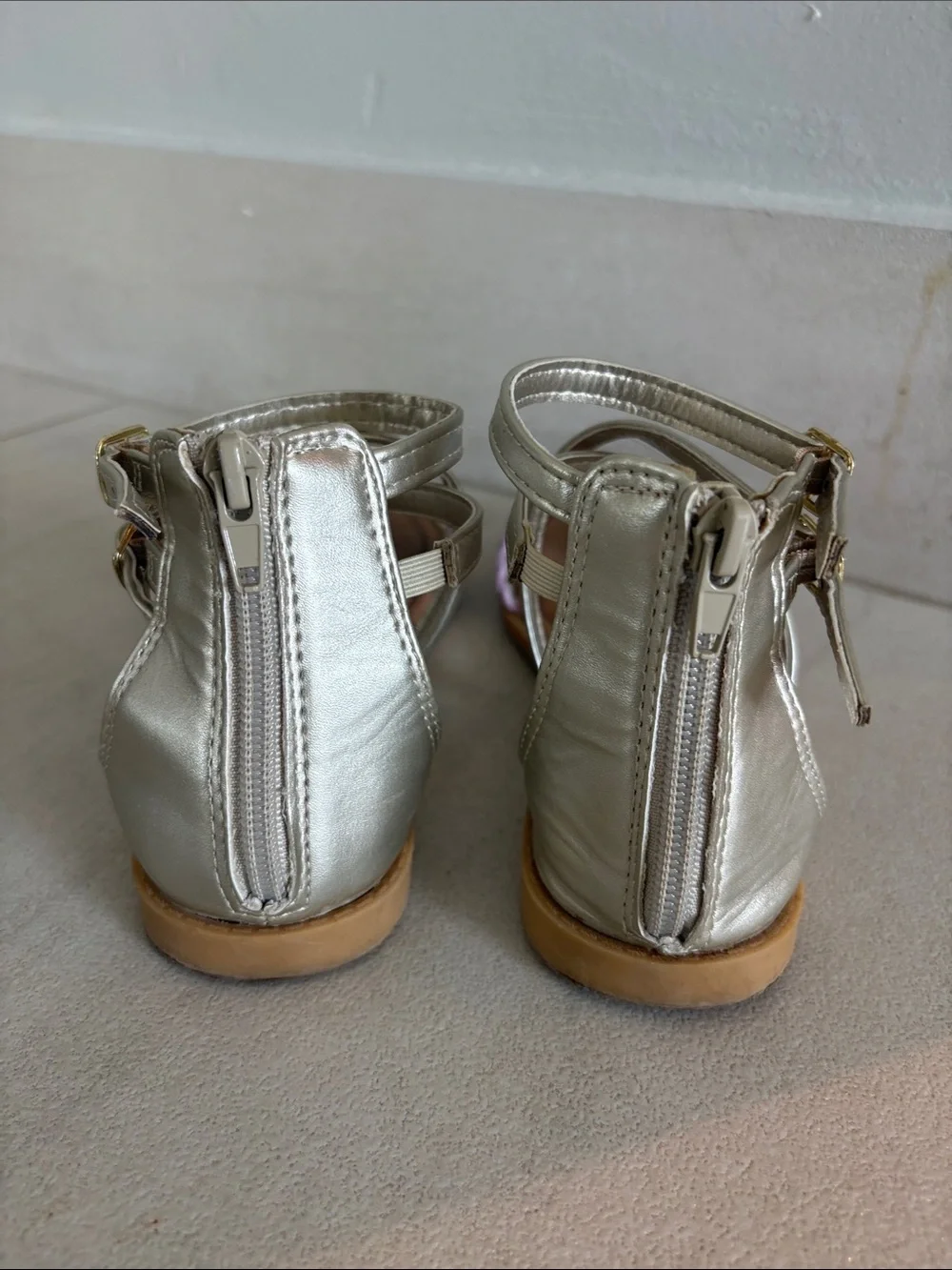 Sugar Metallic Silver Ankle-Strap Sandals with Pastel Braided Bands